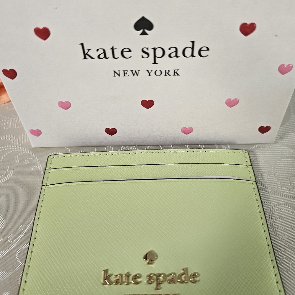 Kate Spade Madison Small Slim Card Holder Matcha Latte NEW